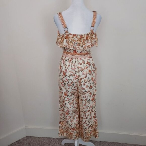 American Eagle Floral Print Embroidered Cropped Jumpsuit - Picture 11 of 13